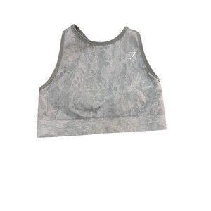 Gymshark Sports Bra Womens Size S Gray Camo Seamless High Neck Crossback